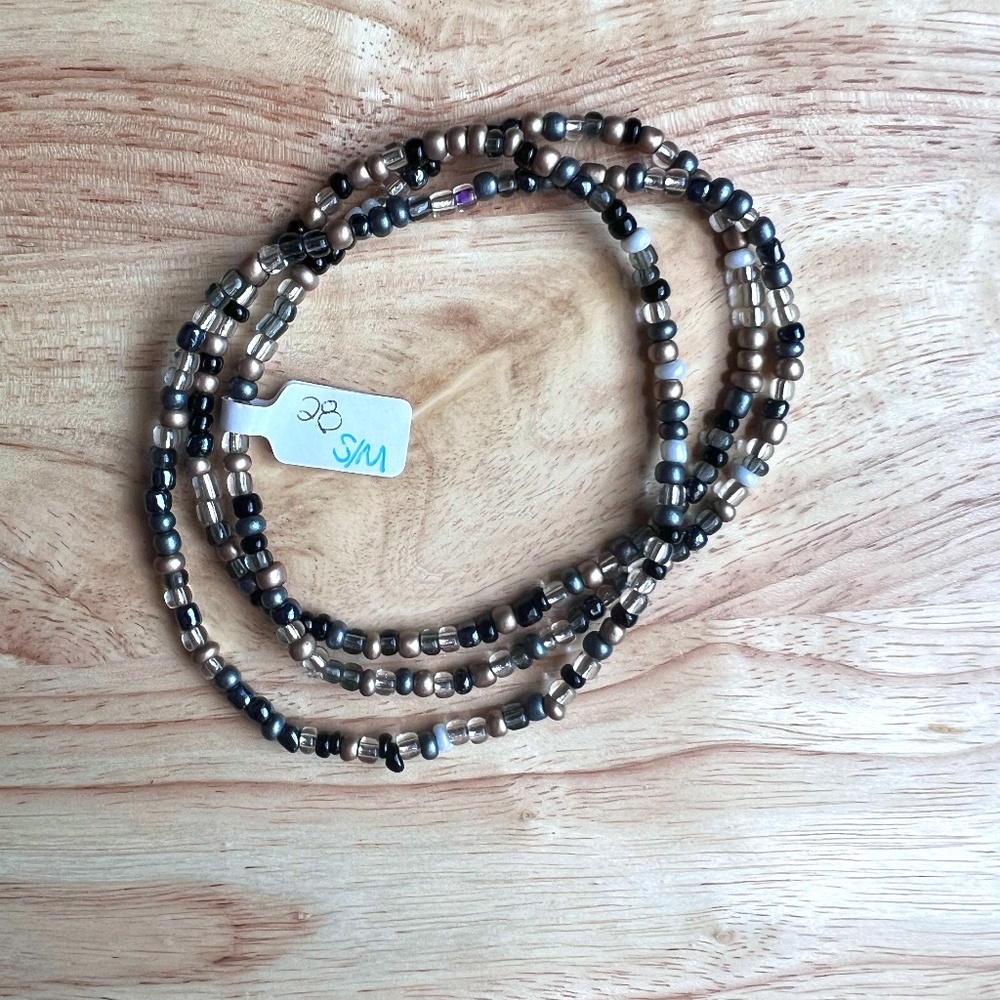 Handcrafted Stretchy Black & Gold Waist Accessory/Necklace
